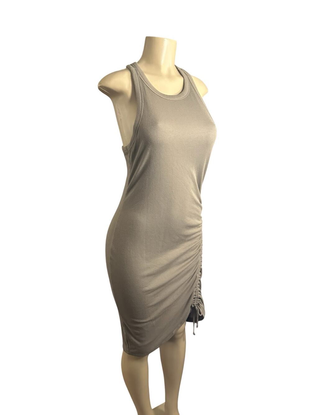 Women M Old Navy Active UltraLite Racerback Rib-Knit Ruched Dress Aspen Summer